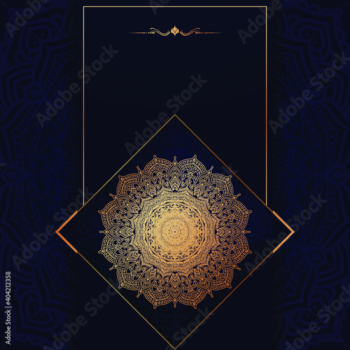 Luxury ornamental mandala background design with golden arabesque and floral corner frame Arabic islamic east style