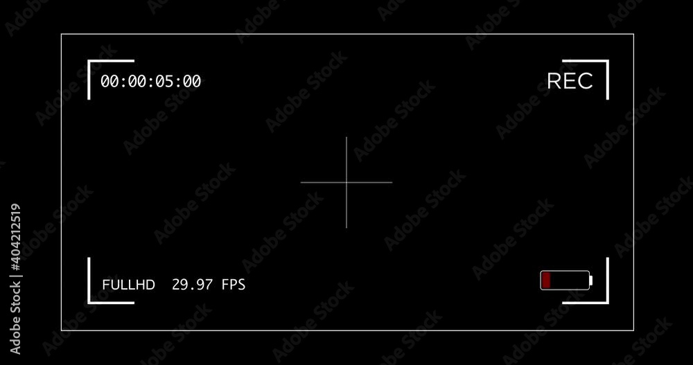 Screen monitor view finder camera camcorder display flashing battery and recording counting time