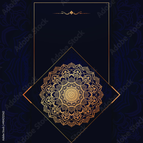 Luxury ornamental mandala background design with golden arabesque and floral corner frame Arabic islamic east style