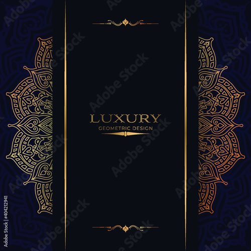 Luxury ornamental mandala background design with golden arabesque and floral corner frame Arabic islamic east style