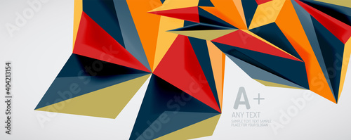 Vector triangle geometric backgrounds. Low poly 3d shape on light backdrop. Vector illustration for covers  banners  flyers and posters and other designs