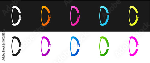 Set Medieval bow icon isolated on black and white background. Medieval weapon. Vector.