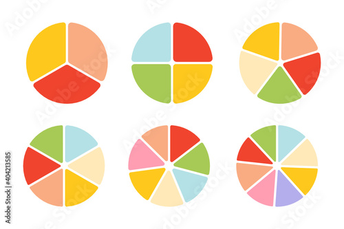 Colorful Circle graph icon set isolate on white background.