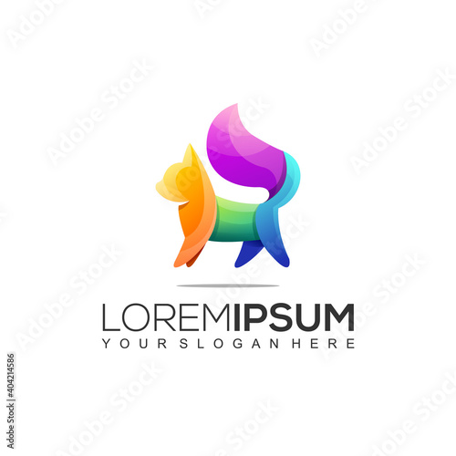 Cat Colorful Logo Design Template