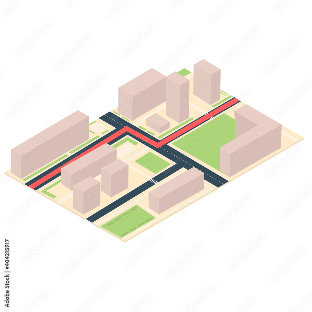Fototapeta premium Route on the map diagram. Location, vector illustration