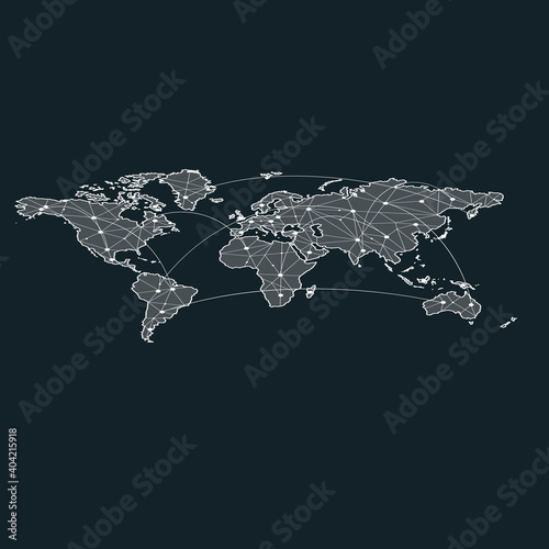 Global networks on the world map, vector illustration