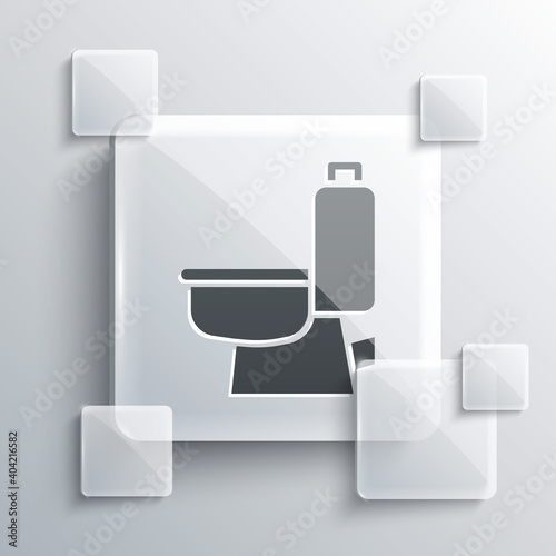 Grey Toilet bowl icon isolated on grey background. Square glass panels. Vector.