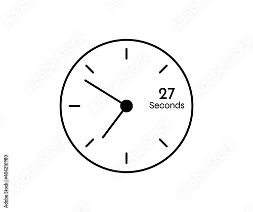 27 seconds Countdown modern Timer icon. Stopwatch and time measurement image isolated on white background