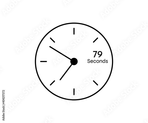 79 seconds Countdown modern Timer icon. Stopwatch and time measurement image isolated on white background
