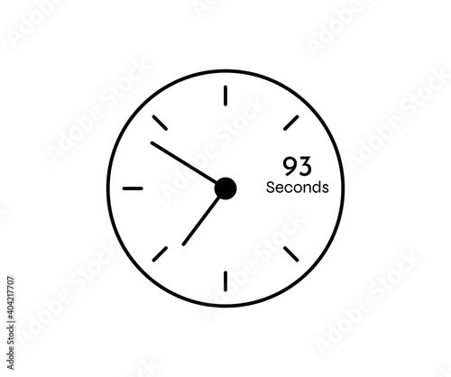 93 seconds Countdown modern Timer icon. Stopwatch and time measurement image isolated on white background