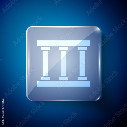 White Prison window icon isolated on blue background. Square glass panels. Vector.