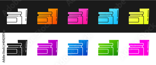 Set Baby food icon isolated on black and white background. Vector.