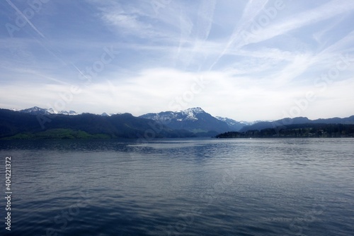 Luzern lake and Swiss Alps landscape view, central Switzerland