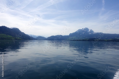 Luzern lake and Swiss Alps landscape view, central Switzerland