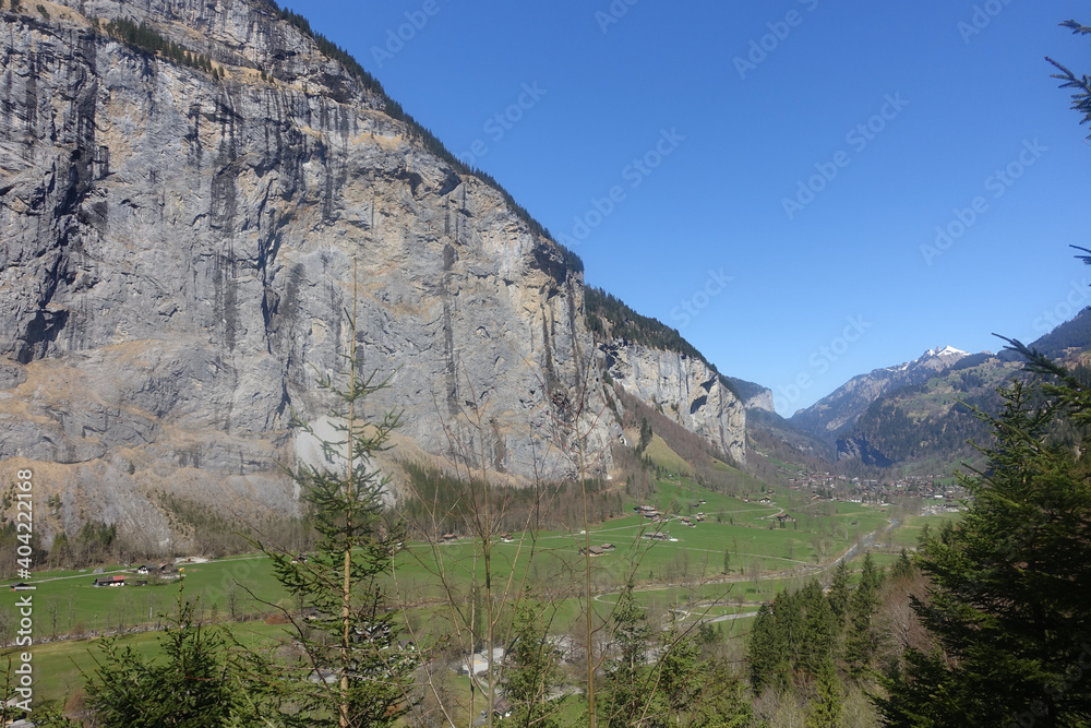 A natural landscape of snow-capped mountains taken in Interlaken, Switzerland A natural landscape of snow-capped mountains taken in Interlaken, Switzerland