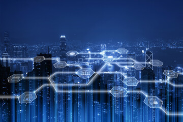 Digital banking, Online payment, Financial Technology, Smart city Fintech comcept