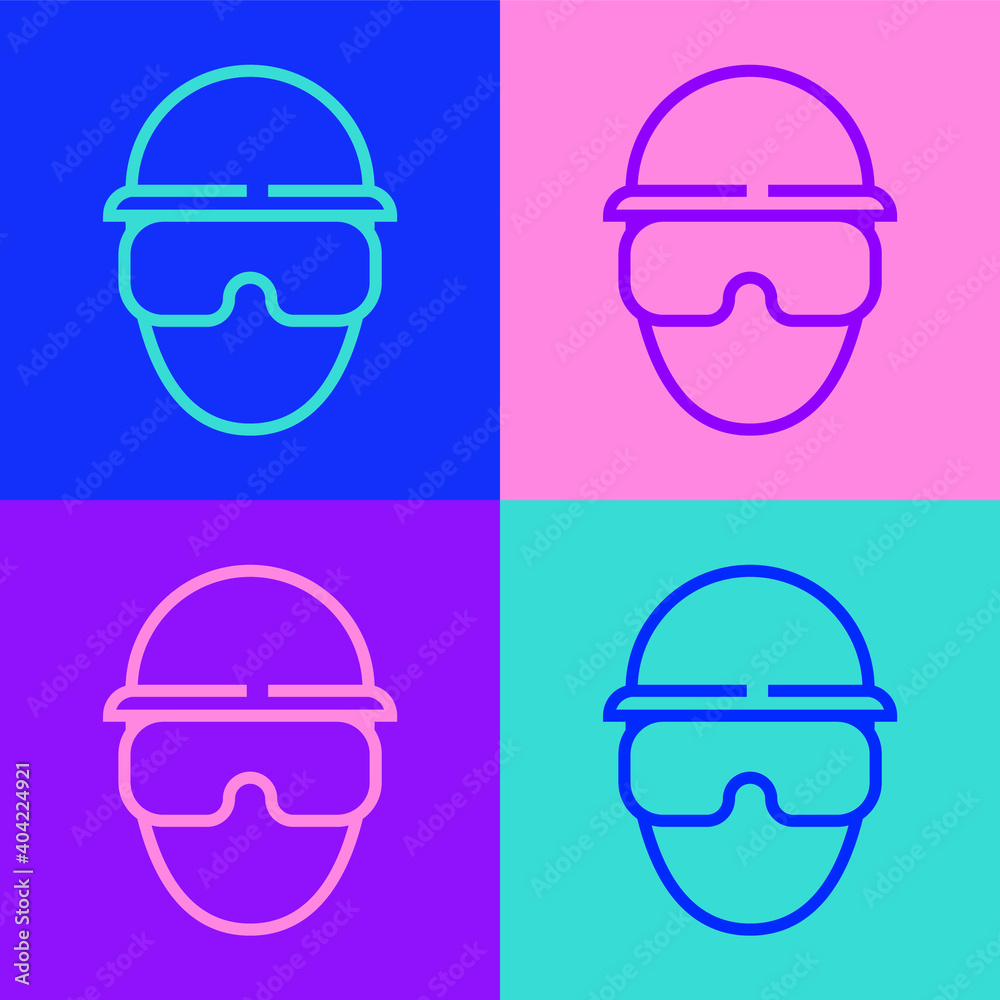 Pop art line Special forces soldier icon isolated on color background. Army and police symbol of defense. Vector. Pop art line Special forces soldier icon isolated on color background. Army and police symbol of defense. Vector.