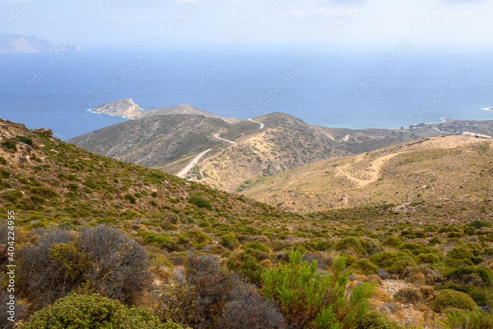 The scenic landscape of Ios in the north of the island. Cyclades, Greece