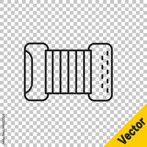 Black line Musical instrument accordion icon isolated on transparent background. Classical bayan, harmonic. Vector.