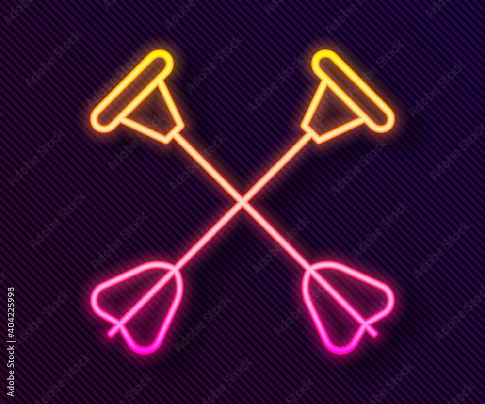 Glowing neon line Arrow with sucker tip icon isolated on black background. Vector. Glowing neon line Arrow with sucker tip icon isolated on black background. Vector.