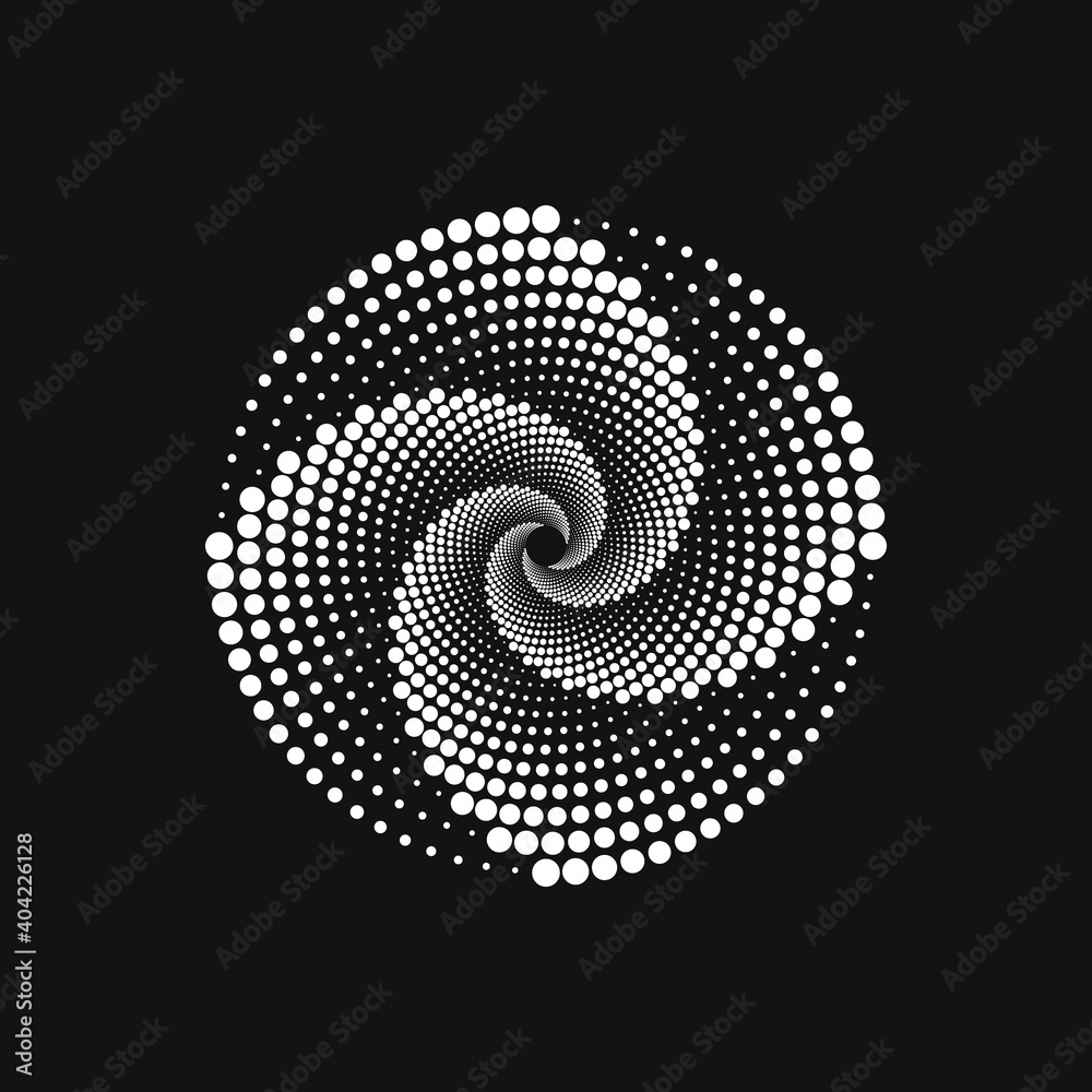 Spiral dots background design. Abstract monochrome background. Spiral dots background design. Abstract monochrome background.