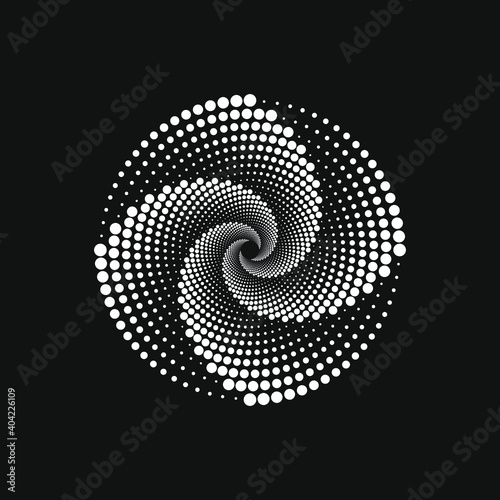 Spiral dots background design. Abstract monochrome background.