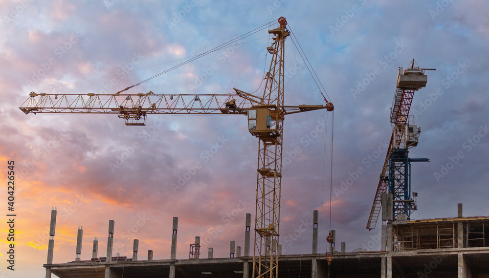 Crane at a house construction