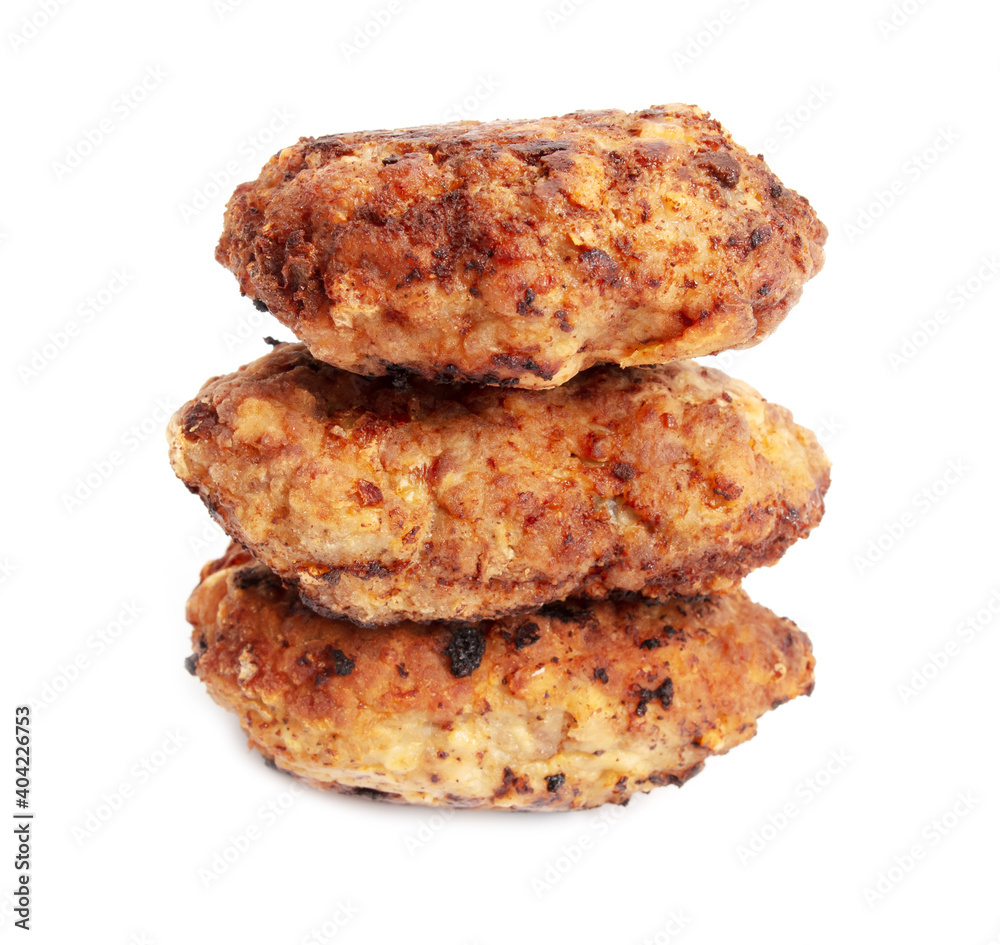 Fried meat cutlets isolated on a white Fried meat cutlets isolated on a white