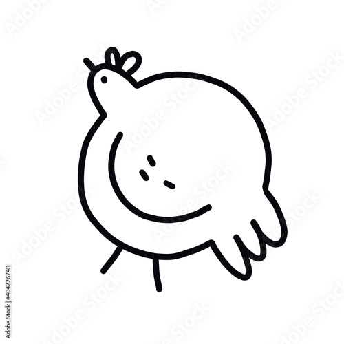 Funny minimalistic chicken bird line art