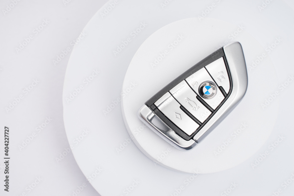 KUALA LUMPUR, MALAYSIA - JANUARY, 2021. BMW 5 series wireless car key ...