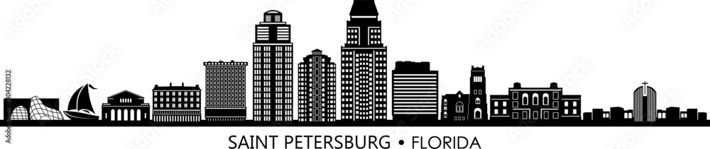 Saint PETERSBURG Florida SKYLINE City Silhouette
