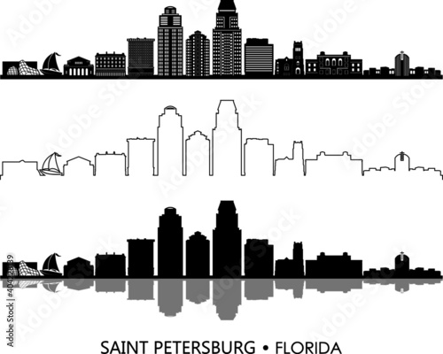 Saint PETERSBURG Florida SKYLINE City Silhouette
