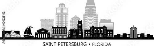 Saint PETERSBURG Florida SKYLINE City Silhouette 