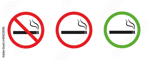 Smoking and smoking signs set, vector illustration on a white background