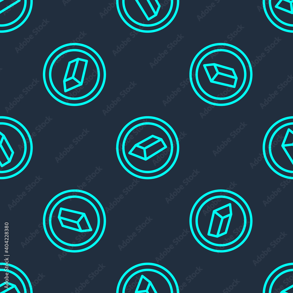 Green line Gold bars icon isolated seamless pattern on blue background. Banking business concept. Vector.