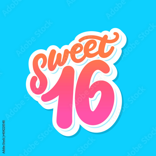 Sweet 16. Vector lettering birthday banner.