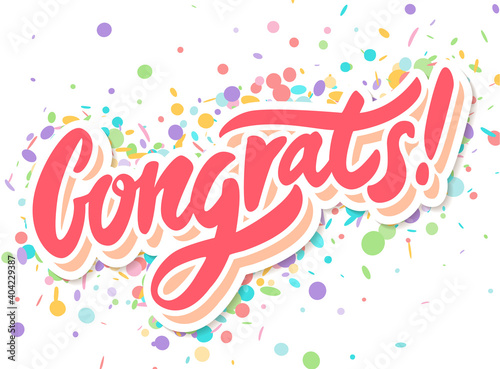 Congrats. Greeting card. Vector lettering.