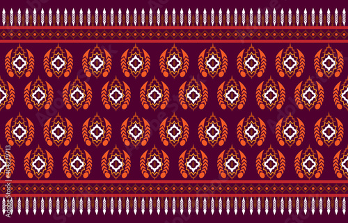 Vector Embroidery style Geometric ethnic oriental seamless pattern traditional Design for background,carpet,wallpaper,clothing,wrapping,Batik,fabric, EP.2.