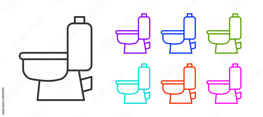 Black line Toilet bowl icon isolated on white background. Set icons colorful. Vector. Black line Toilet bowl icon isolated on white background. Set icons colorful. Vector.