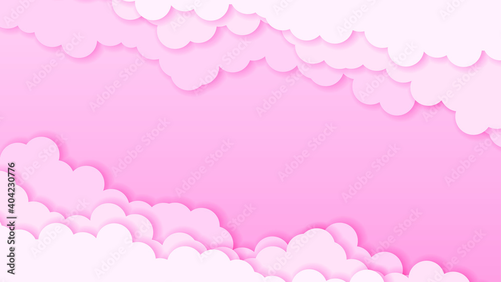 Abstract Sky Paper Cut Gradient Background With Clouds Vector Nature