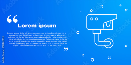 White line Security camera icon isolated on blue background. Vector.