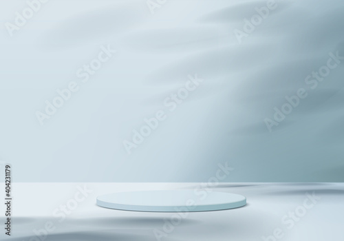 Cylinder 3d Background minimal scene with geometric platform. Background 3d vector rendering with podium. Cylinder show cosmetic product. podium showcase on pedestal modern 3d studio blue Background