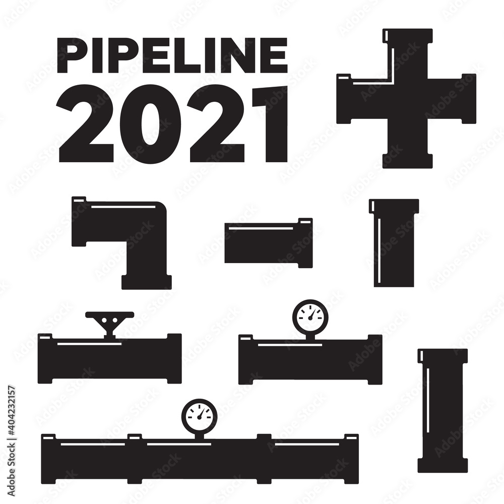 Side Taps Vector Water pipes and taps vector silhouette. Pipe fittings vector icons set ...