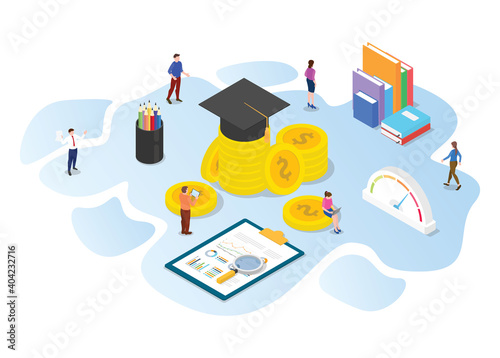 invest in education concept with modern isometric or 3d style
