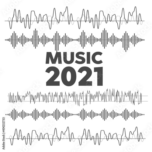 Sound waves set. Radio wave form vector