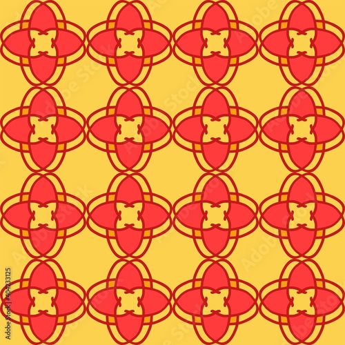 yellow red mandala floral creative seamless pattern design background vector illustration