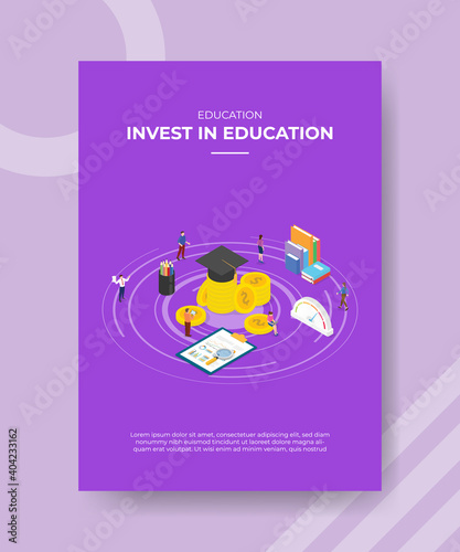 invest in education concept for template banner and flyer for printing with isometric style
