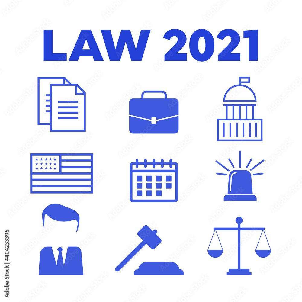 Set of black and white law and justice icons. Lawyer flat vector illustration Set of black and white law and justice icons. Lawyer flat vector illustration