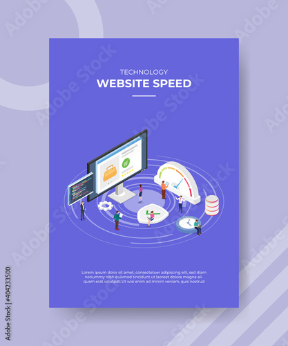 website loading speed concept for template banner and flyer for printing with isometric style