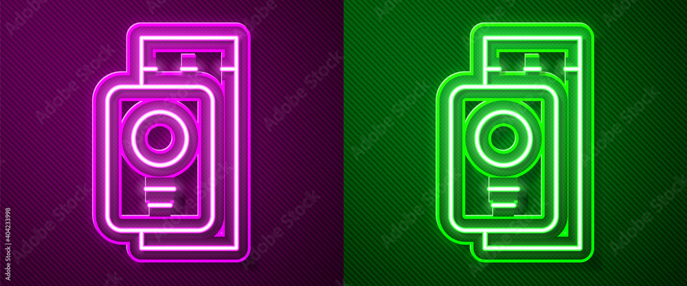 Glowing neon line Passport with ticket icon isolated on purple and green background. Identification Document. Concept travel and tourism. Vector. Glowing neon line Passport with ticket icon isolated on purple and green background. Identification Document. Concept travel and tourism. Vector.